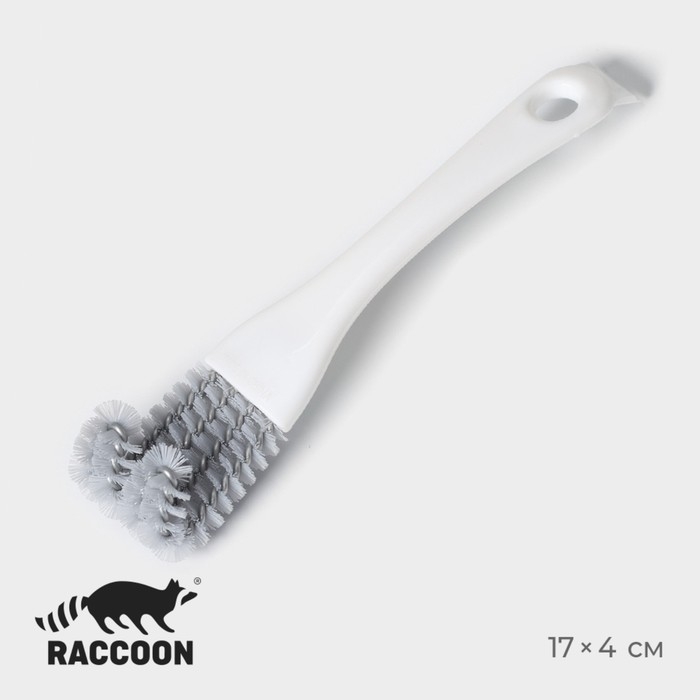 Щётка для чистки посуды и решёток-гриль Raccoon, 17&times;4 см, цвет белый