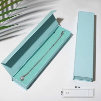 Коробочка подарочная под браслет/цепочку/часы &laquo;Тиффани&raquo;, 22,5&times;5 (размер полезной части 22&times;4,5см), цвет голубой