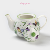 Чайник фарфоровый заварочный Доляна &laquo;Зелёный сад&raquo;, 900 мл