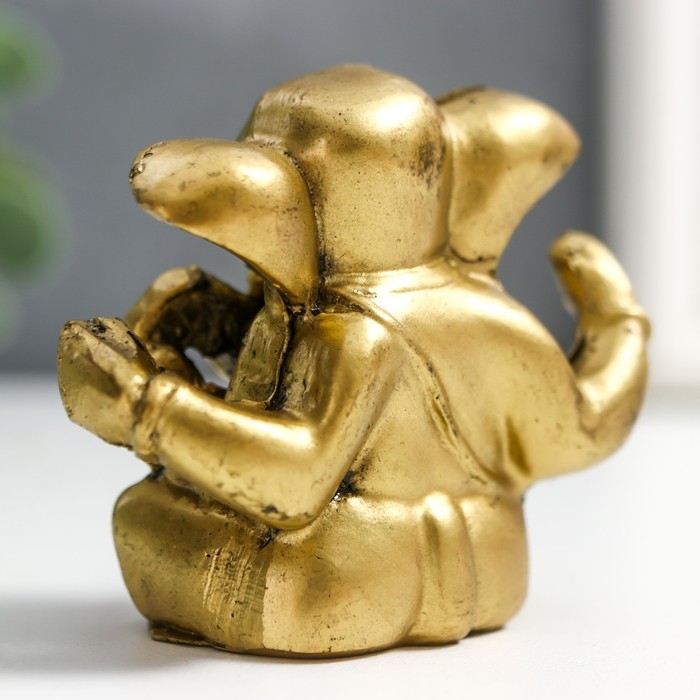 Нэцкэ фигурка &laquo;Ганеша&raquo;, полистоун, под бронзу, 4.8&times;3&times;6 см