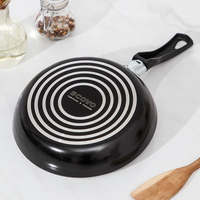 Сковорода Consul, d=20 см, стеклянная крышка, пластиковая ручка, антипригарное покрытие, цвет чёрный