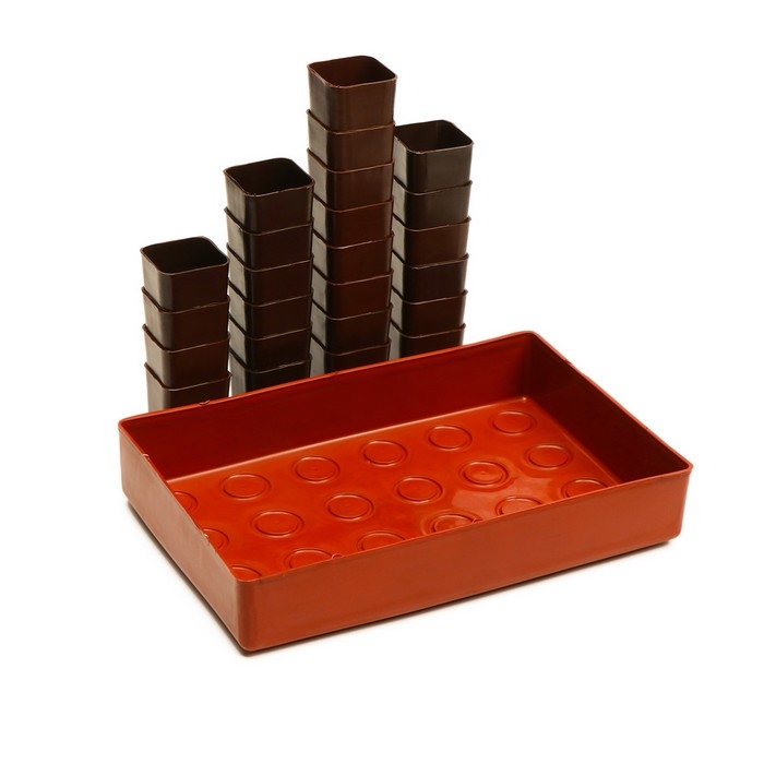 Набор для рассады: стаканы по 70 мл (24 шт.), поддон 29,5 &times; 20 см, МИКС