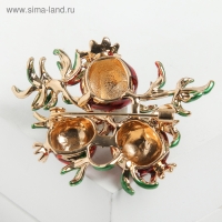 Брошь &laquo;Гранат&raquo;, цвет красно-зелёный в золоте