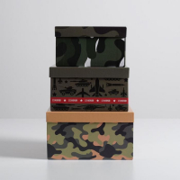 Набор коробок 3 в 1, упаковка подарочная, &laquo;23 февраля&raquo;, 18 х 18 х 10‒22 х 22 х 12 см