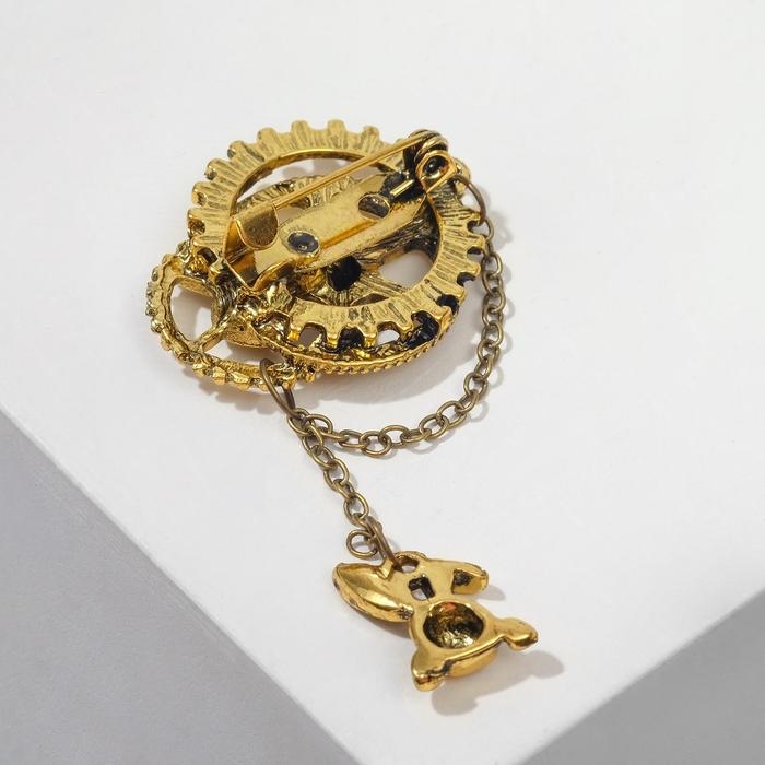 Брошь &laquo;Сказочный кролик&raquo; шестерёнки, цвет чернёное золото