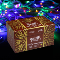 Гирлянда &laquo;Нить&raquo; 10 м, IP44, УМС, белая нить, 100 LED, свечение мульти, 220 В