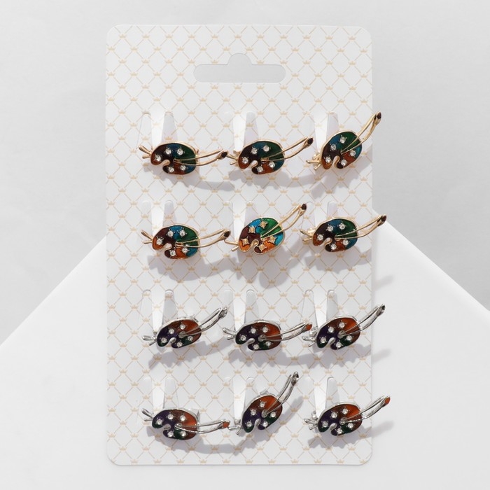 Брошь &laquo;Краски&raquo; художника, цвет МИКС (неделимая фасовка 12 шт., цена за шт.)