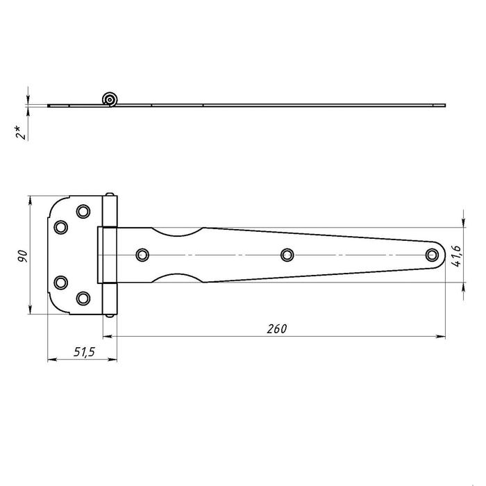 Петля-стрела ПС-250, без покрытия