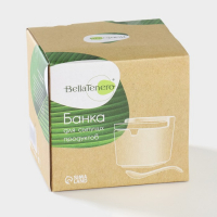 Банка для хранения сыпучих продуктов с ложкой BellaTenero, 280 мл, 9&times;9,5 см, с бамбуковой крышкой, фарфоровая, цвет белый
