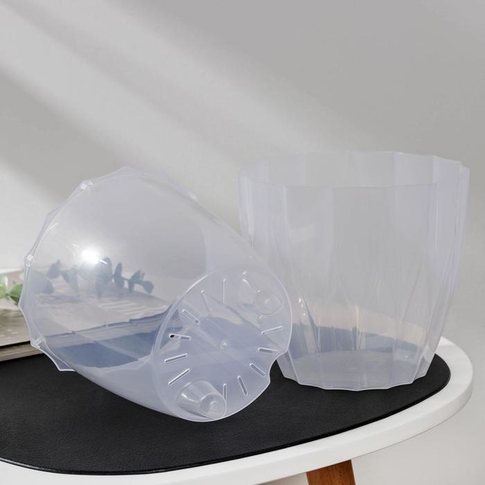 Кашпо для цветов со вставкой &laquo;Флюте&raquo;, 1,9 л, прозрачное