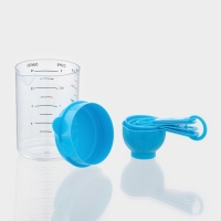 Набор мерных ёмкостей Доляна &laquo;Маэстро&raquo;, 7 предметов: стакан 500 мл, ложки, цвет голубой