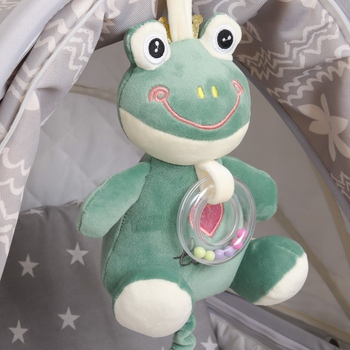 Подвеска музыкальная &laquo;Лягушастик&raquo;, заводная, с погремушкой, на кроватку, коляску, Крошка Я