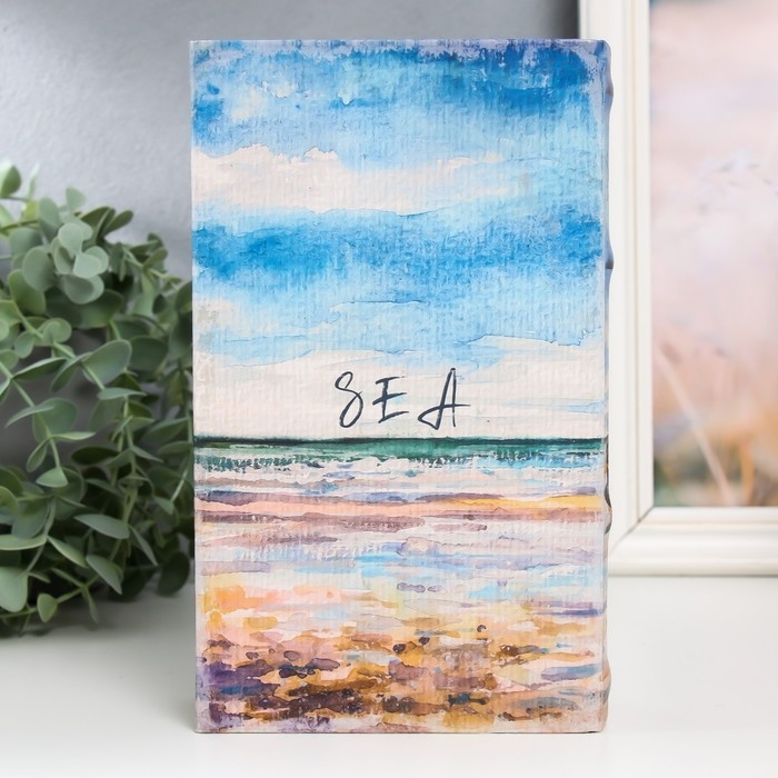 Сейф-книга дерево кожзам "Лодка на берегу моря" 21х13х5 см