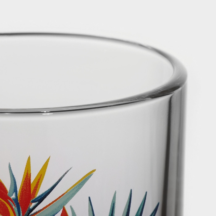 Кружка стеклянная &laquo;Тропические цветы&raquo;, 200 мл, рисунок МИКС