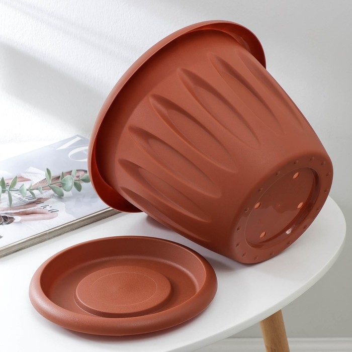 Горшок с поддоном &laquo;Фелиция&raquo;, 6,4 л, цвет терракотовый