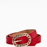 Ремень жен 04-01-01-01, Июнь2503, 2,5*0,3*110 см, без винта, пряж золото, 1 прокол, красный   109031