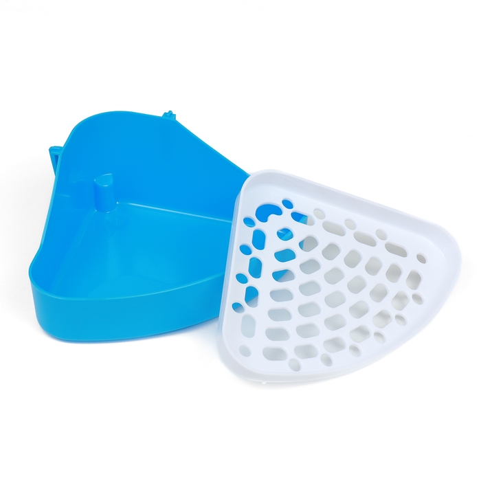 Туалет угловой для кроликов и хорьков, 24 х 18 х 11 см, синий