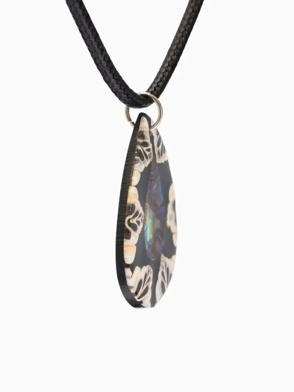 Кулон "Капля" ракушка 25,5 см, цв. чёрно-белый