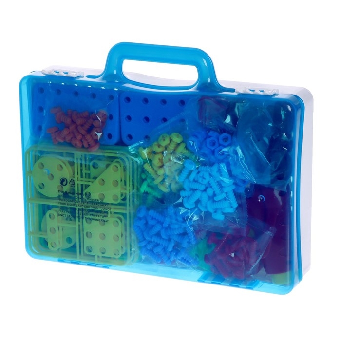 Конструктор в чемодане &laquo;Объёмная мозаика&raquo;, с электрическим шуруповертом, 40 моделей, 200 деталей