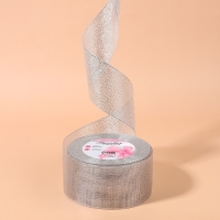 Лента парчовая, 50 мм, 23 &plusmn; 1 м, цвет серебряный