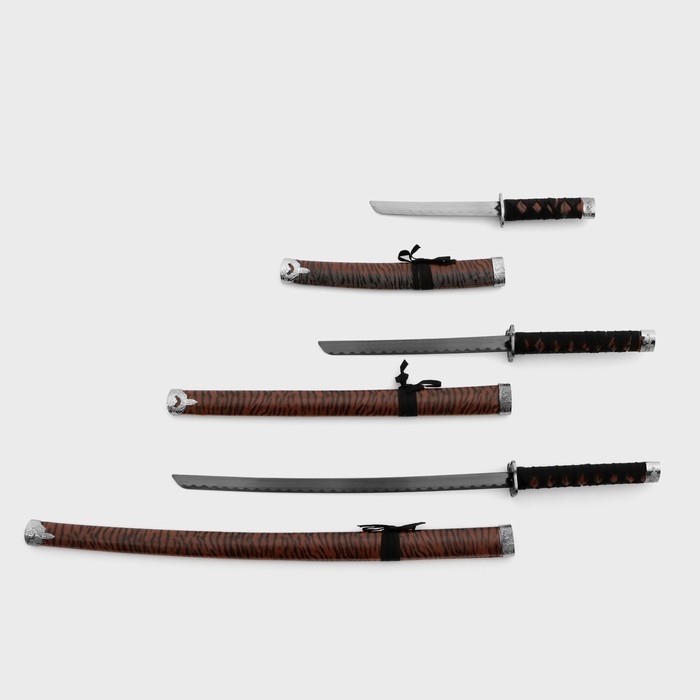 Сувенирное оружие "Катаны Тайго" 3в1, набор на подставке, 47см/79см/105см, ножны под тигра