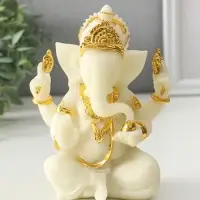 Сувенир песчаник "Ганеша - мудрость и благополучие" белый с золотом 8х13х18,5 см