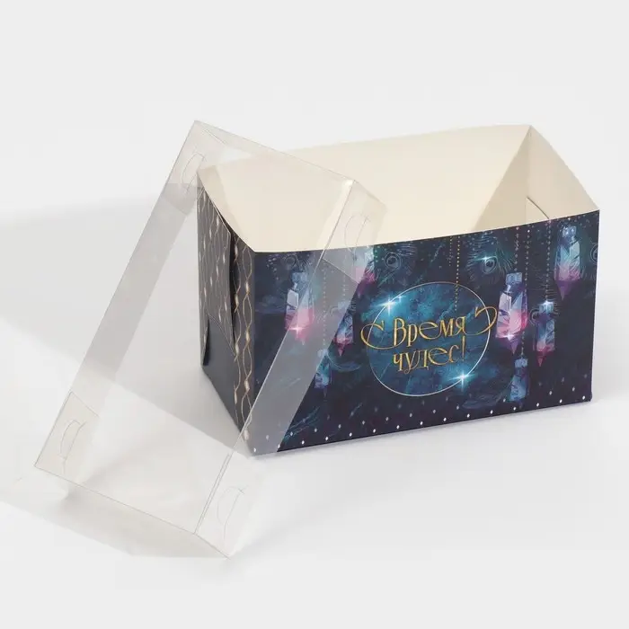 Коробка для капкейка &laquo;Фотографичный синий&raquo;, 16 х 8 х 10 см