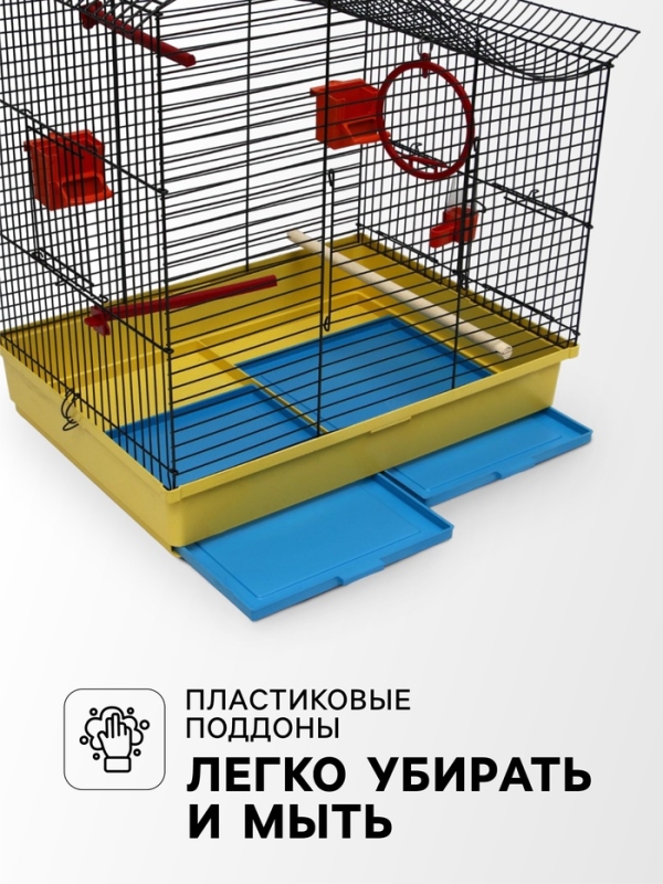 Клетка для попугая "Фиона", 3 яруса, 48 х 38 х 53 см, микс цветов