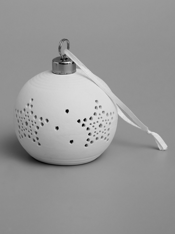 Елочный шар "Звездочки" 6.9х6.9х5.9 см, 1 LED, LR44x3(в компл.), свечение тёплое белое