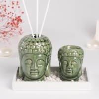 Диффузор керамика + подсвечник "Будды" аромапалочки 3 шт 9х17х10,5 см
