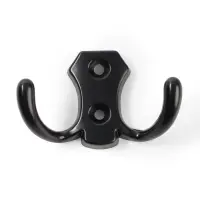Крючок мебельный ТУНДРА TKd=007, двухрожковый, черный