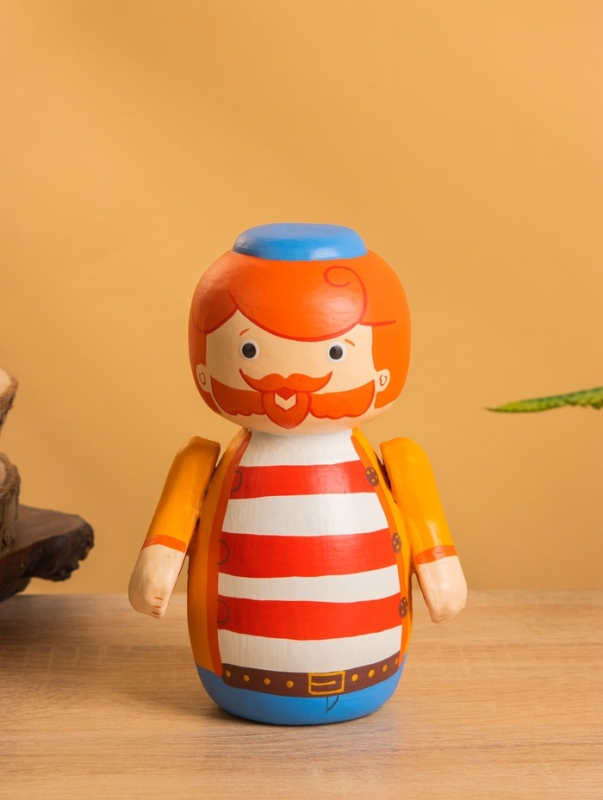 Деревянная кукла кокеши "Рыбак Бо" 11х9х15 см