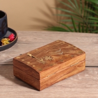 Шкатулка &laquo;Дельфины&raquo;, 15.5&times;10.5&times;5.5 см, дерево шишам, латунь