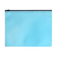 Папка-конверт на ZIP-молнии A5, 150 мкм, Calligrata Pastel, прозрачная, чёрная молния, голубая