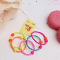 Резинка для волос "Магическая " (набор 5 шт) матовые шарики, 3 см, микс