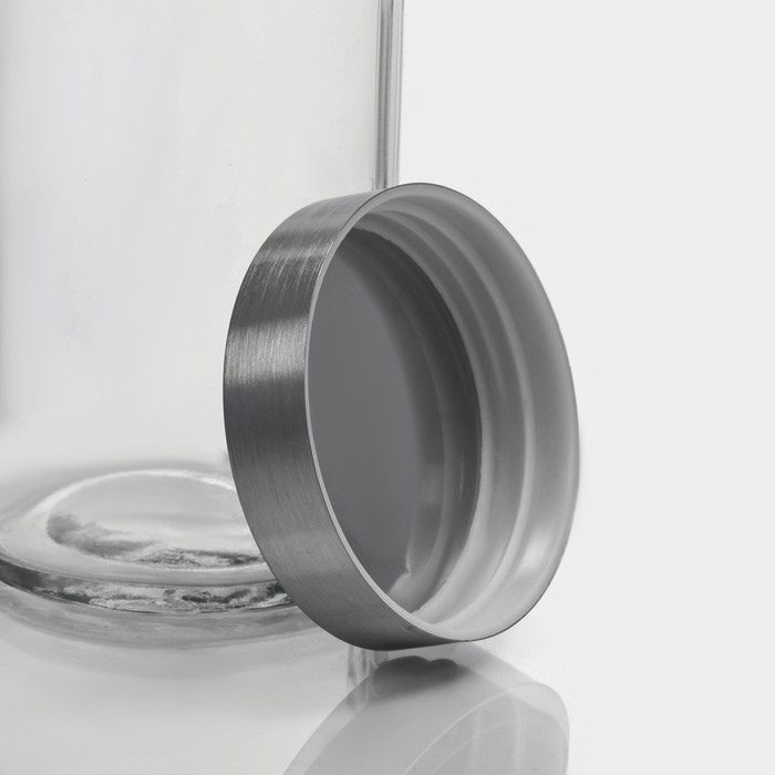 Банка для сыпучих Доляна &laquo;Премиум&raquo;, 700 мл, 20&times;8 см, с металлической крышкой, стекло, прозрачная