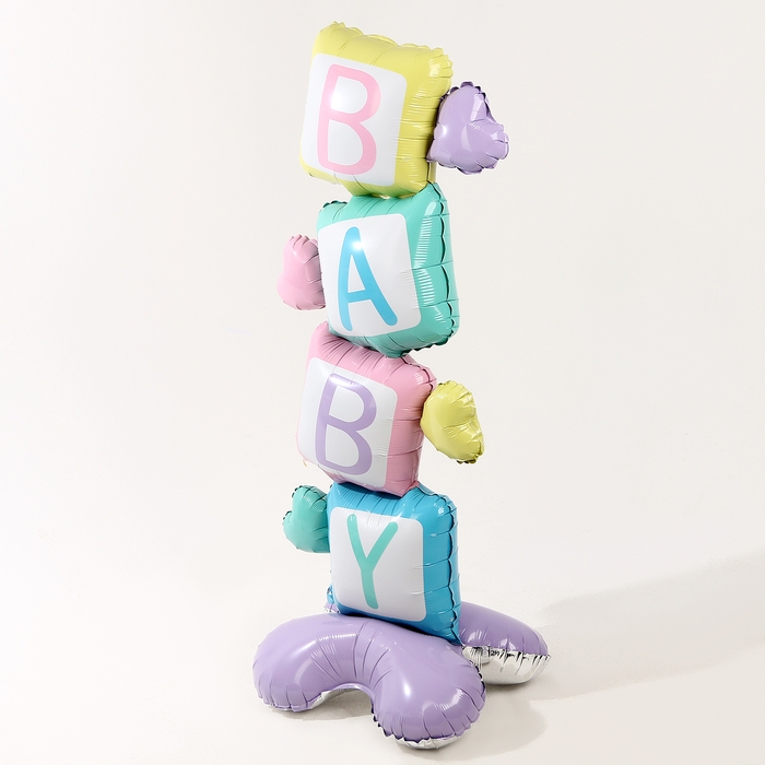 Шар фольгированный 62" &laquo;Кубики &mdash; BABY&raquo; на подставке, под воздух