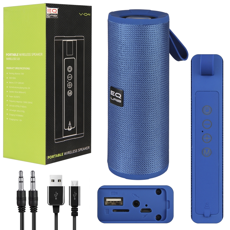 Портативная акустика V-04 Синяя (54шт/кор)
