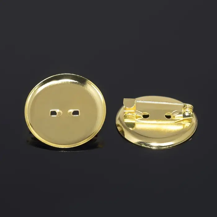 Основа для броши с круглым основанием СМ-367, (набор 5 шт.) 25 мм, цвет золото