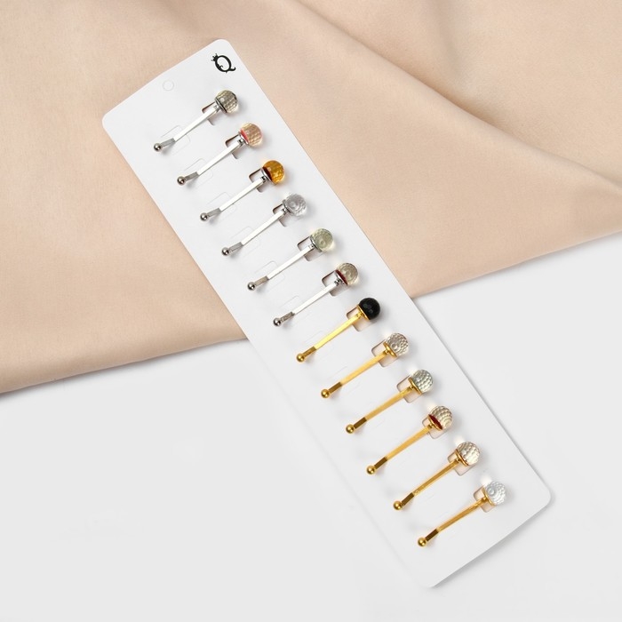 Зажим для платка &laquo;Хрусталь&raquo; шарик, цвет МИКС (неделимая фасовка 12 шт., цена за шт.)