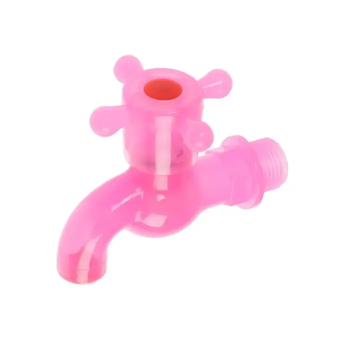 Кран водоразборный ZEIN, 1/2", с крестовой ручкой, PP, с шаровым механизмом, розовый