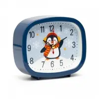 Будильник "Пингвин", плавный ход, 12,5 х 10,5 см, синий