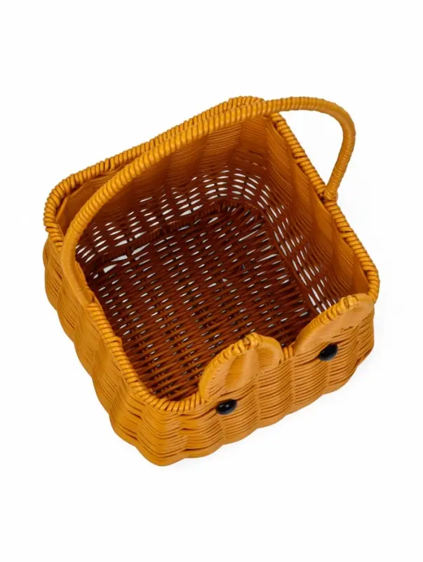 Корзина пластик 17 х 17 х 17 см, ручка16 см металл каркас Заяц, коричневый