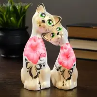 Фигура "Love Коты ушастые" 13х6х17 см белые/золото (набор 2шт)