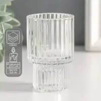 Подсвечник стекло "Цилиндр. Столбик" двухсторонний прозрачный d- 2 и 3,5 см 4,2х4,2х6,8 см