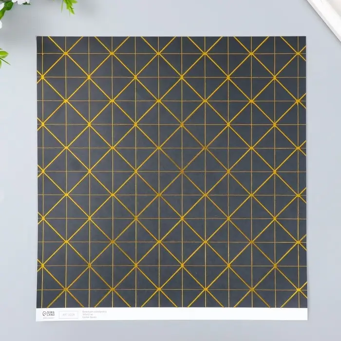 Бумага для скрапбукинга золото "Геометрия на чёрном" плотность 180 гр 30,5х32 см