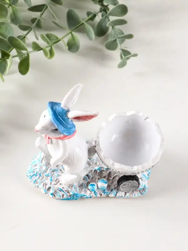 Фигура декоративная "Зайка с тележкой" 12.5х12х6 см