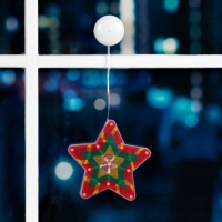 Светодиодная фигура на присоске &laquo;Звезда&raquo; 19 &times; 19 см, пластик, батарейки АААх3 (не в комплекте), свечение тёплое белое