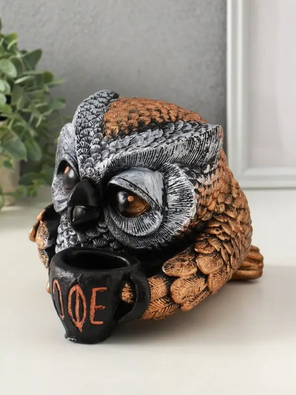 Копилка "Сова с чашкой" 15х18 см, бронза с серебром