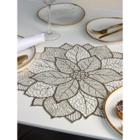 Салфетка сервировочная на стол Доляна &laquo;Цветок&raquo;, d=43 см, цвет золотой